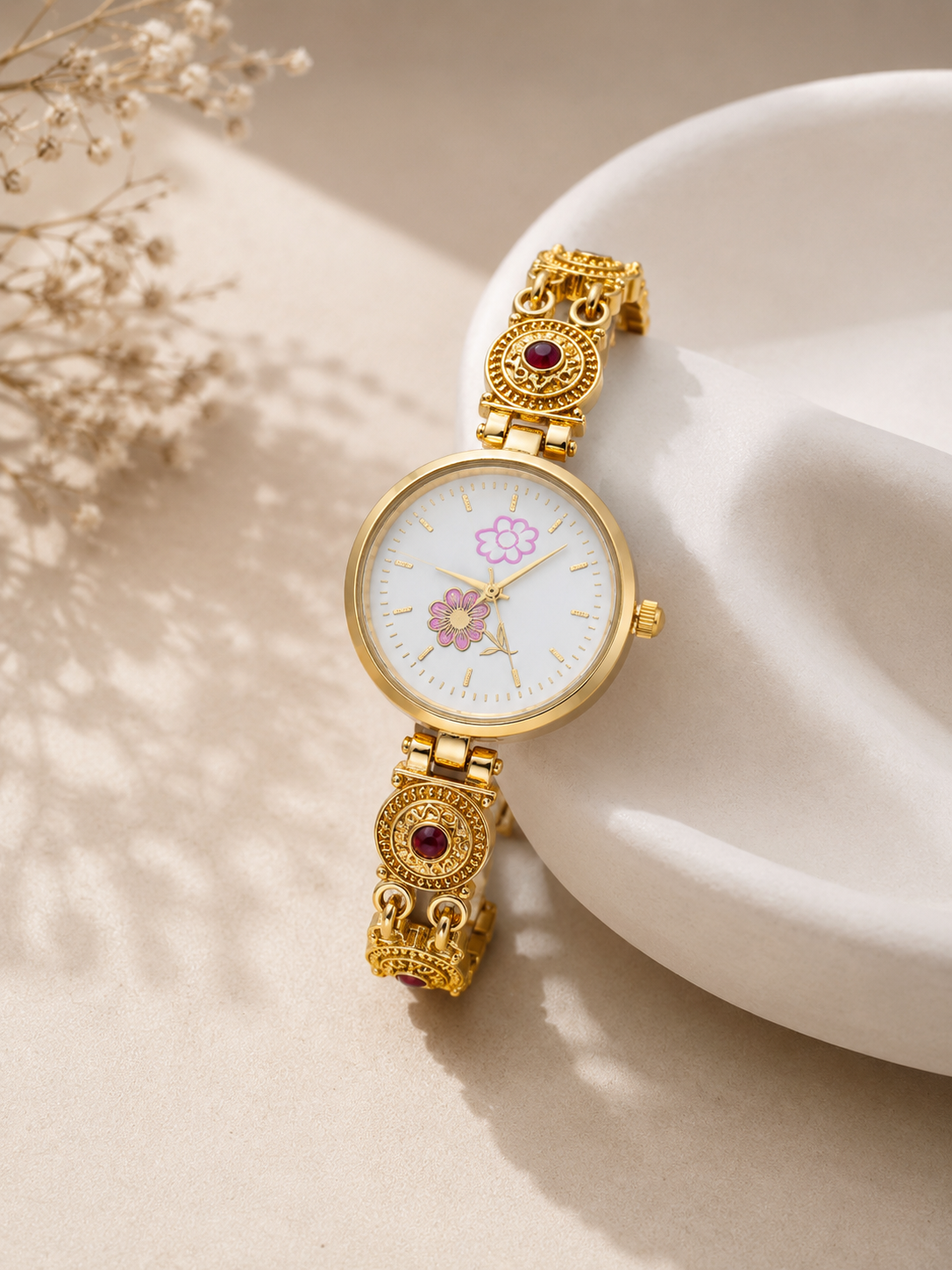 Golden Blossom Elegance Women's Bracelet Watch