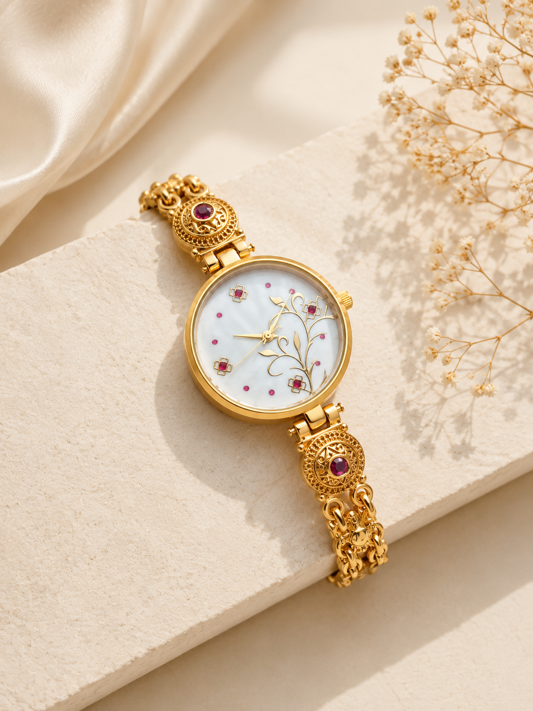 Ruby Blossom Heritage Women's Bracelet Watch